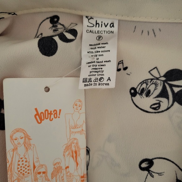 Cream and Black Minnie and Mickey Patterned Button-Down Shirt - Picture 5 of 5